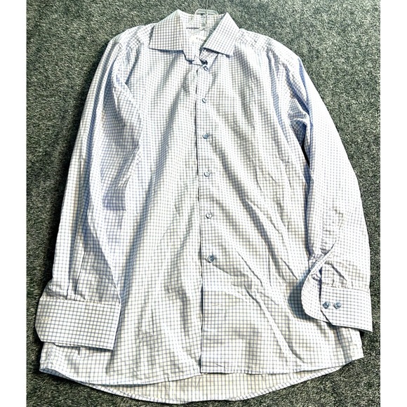 Eton Other - Eton Contemporary Men's 39/15.5 Blue/White Checked Long Sleeve Shirt (R2)